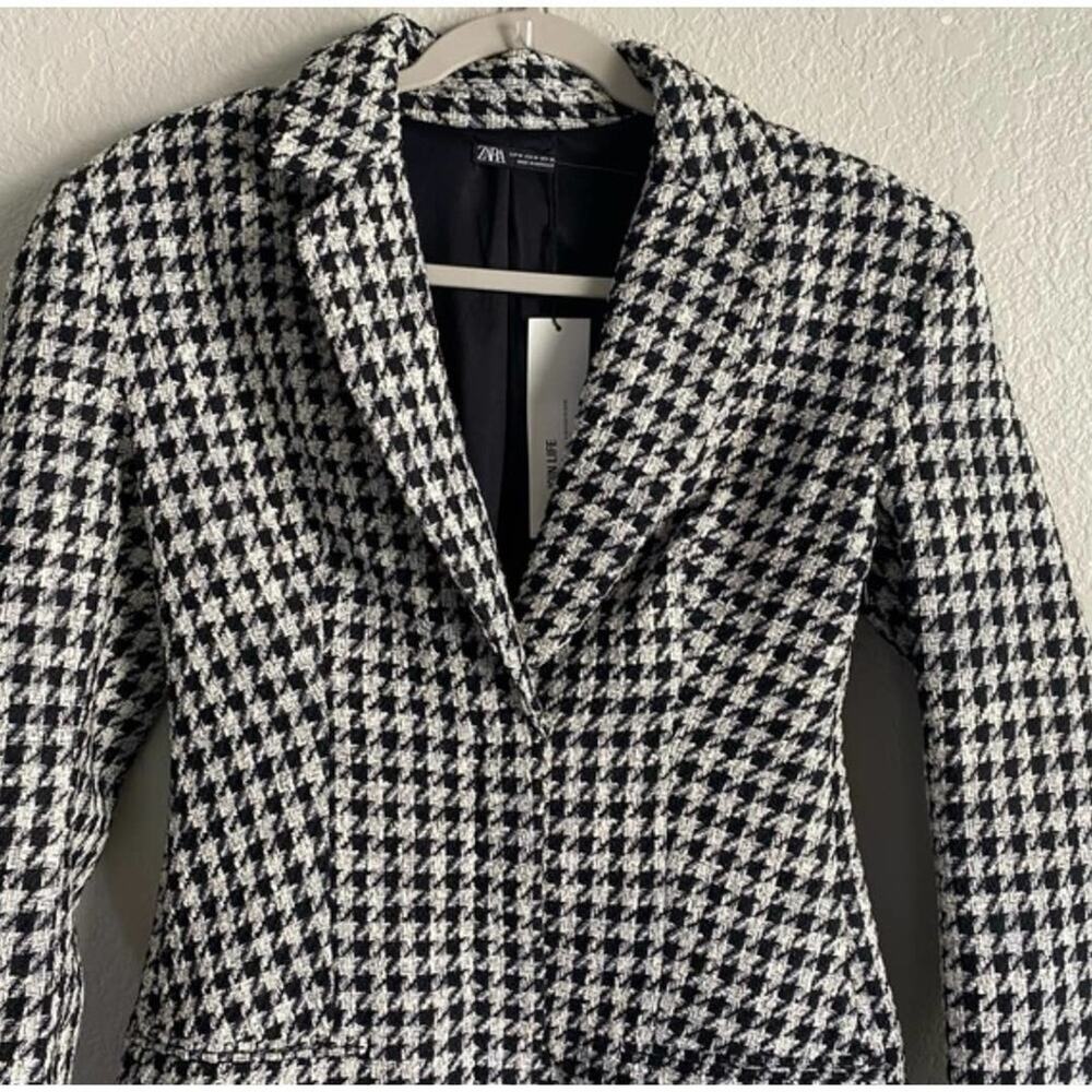ZARA BLOGGER FAVORITE STRUCTURED BLAZER DRESS BLACK / WHITE - Picture 11 of 14